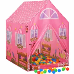vidaXL legetelt til børn 69x94x104 cm med 250 bolde pink