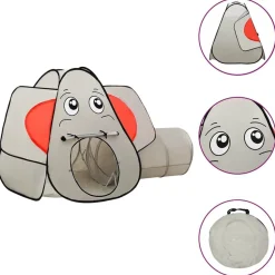 vidaXL legetelt til børn 174x86x101 cm 250 bolde elefant grå