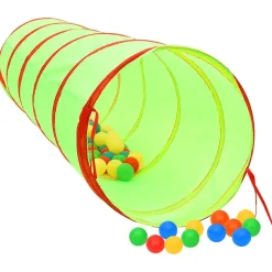 vidaXL legetunnel til børn 175 cm 250 bolde polyester grøn