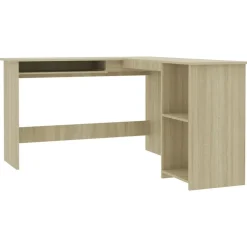 vidaXL L-formet skrivebord 120x140x75 cm konstrueret træ sonoma-eg