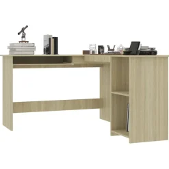 vidaXL L-formet skrivebord 120x140x75 cm konstrueret træ sonoma-eg