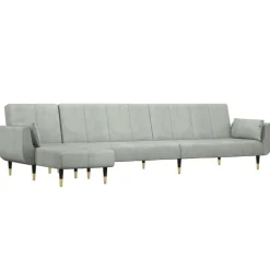 vidaXL L-formet sovesofa 275x140x70 cm velour lysegrå