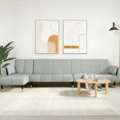 vidaXL L-formet sovesofa 275x140x70 cm velour lysegrå