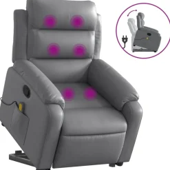 vidaXL løftestol med massagefunktion kunstlæder grå