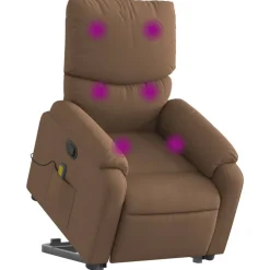 vidaXL løftestol med massagefunktion stof brun