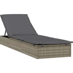 vidaXL liggestol 1 stk. med hynde 201x55x62 cm polyrattan grå