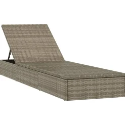 vidaXL liggestol 1 stk. med hynde 201x55x62 cm polyrattan grå
