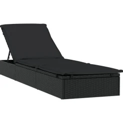 vidaXL liggestol 1 stk. med bord polyrattan sort