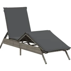 vidaXL liggestol med hynde polyrattan grå