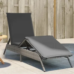 vidaXL liggestol med hynde polyrattan grå