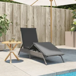 vidaXL liggestol med hynde polyrattan grå