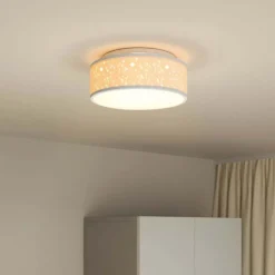 vidaXL Loftlampe med spotlights Grå 30 x 30 x 13,5 cm Stof