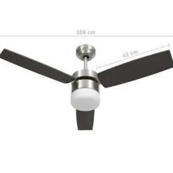 vidaXL loftventilator med lys og fjernbetjening 108 cm mørkebrun
