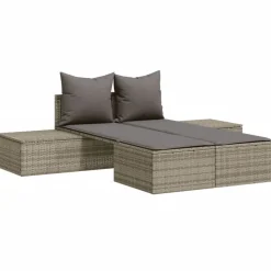 vidaXL loungesofa med hynder polyrattan grå