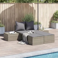 vidaXL loungesofa med hynder polyrattan grå