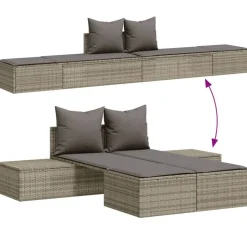 vidaXL loungesofa med hynder polyrattan grå