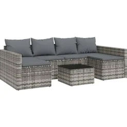 vidaXL loungesæt til haven 2 dele med hynder polyrattan grå