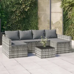 vidaXL loungesæt til haven 2 dele med hynder polyrattan grå