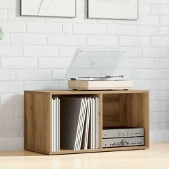 vidaXL LP opbevaringskasse 69,5x34x36 cm konstrueret træ kunsteg