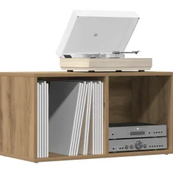 vidaXL LP opbevaringskasse 69,5x34x36 cm konstrueret træ kunsteg