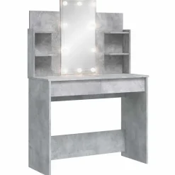 vidaXL makeupbord med LED-lys 96x40x142 cm betongrå
