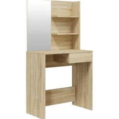 vidaXL makeupbord med spejl 74,5x40x141 cm sonoma-eg