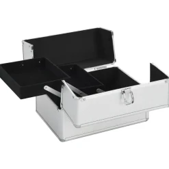 vidaXL makeupkuffert 22 x 30 x 21 cm sølvfarvet aluminium