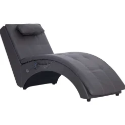 vidaXL massagechaiselong med pude kunstlæder grå