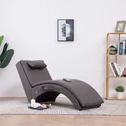 vidaXL massagechaiselong med pude kunstlæder grå