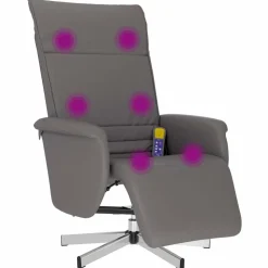 vidaXL massagestol med fodstøtte kunstlæder grå