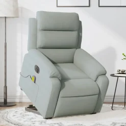 vidaXL massagestol med løftefunktion velour lysegrå