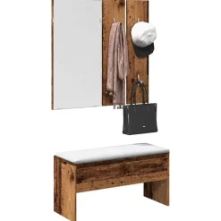 vidaXL møbelsæt til entré konstrueret træ gammelt træ-look