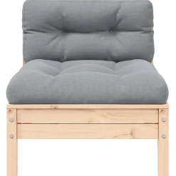 vidaXL midterdel til havesofa med grå hynder massivt fyrretræ