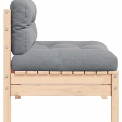vidaXL midterdel til havesofa med grå hynder massivt fyrretræ