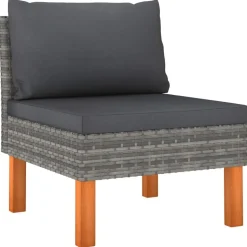vidaXL midterdel til sofa polyrattan og massivt eukalyptustræ