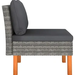 vidaXL midterdel til sofa polyrattan og massivt eukalyptustræ