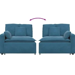vidaXL modulopbygget sofaarmlænsendemodul med hynder 100 cm blå