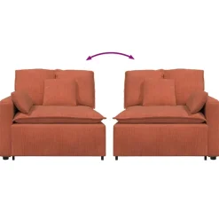 vidaXL modulopbygget sofaarmlænsendemodul med hynder 100 cm rød orange