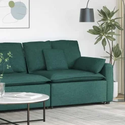 vidaXL modulopbygget sofaarmlænsendemodul med hynder 100 cm mørkegrøn