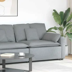 vidaXL modulopbygget sofaarmlænsendemodul med hynder 100 cm lysegrå