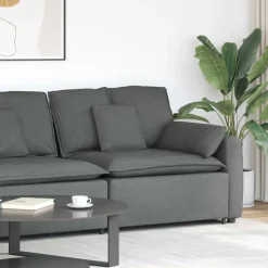 vidaXL modulopbygget sofaarmlænsendemodul med hynder 100 cm mørkegrå