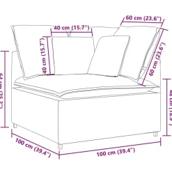 vidaXL modulsofa hjørnemodul med hynder 100 cm jeansblå