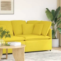 vidaXL modulsofa hjørnemodul med hynder 100 cm lysegul