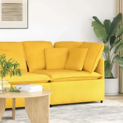 vidaXL modulsofa hjørnemodul med hynder 100 cm lysegul