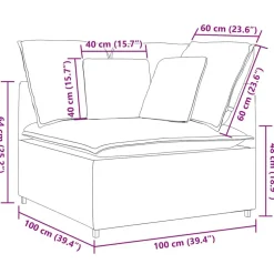 vidaXL modulsofa hjørnemodul med hynder 100 cm lysegul