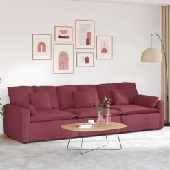 vidaXL modulsofa med hynder vinrød