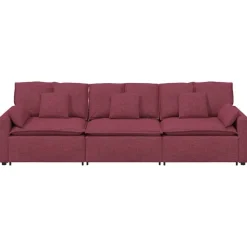 vidaXL modulsofa med hynder vinrød