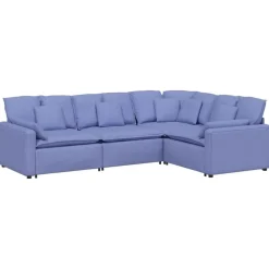 vidaXL modulsofa med hynder stof jeansblå