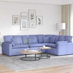 vidaXL modulsofa med hynder stof jeansblå