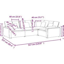 vidaXL modulsofa med hynder stof jeansblå